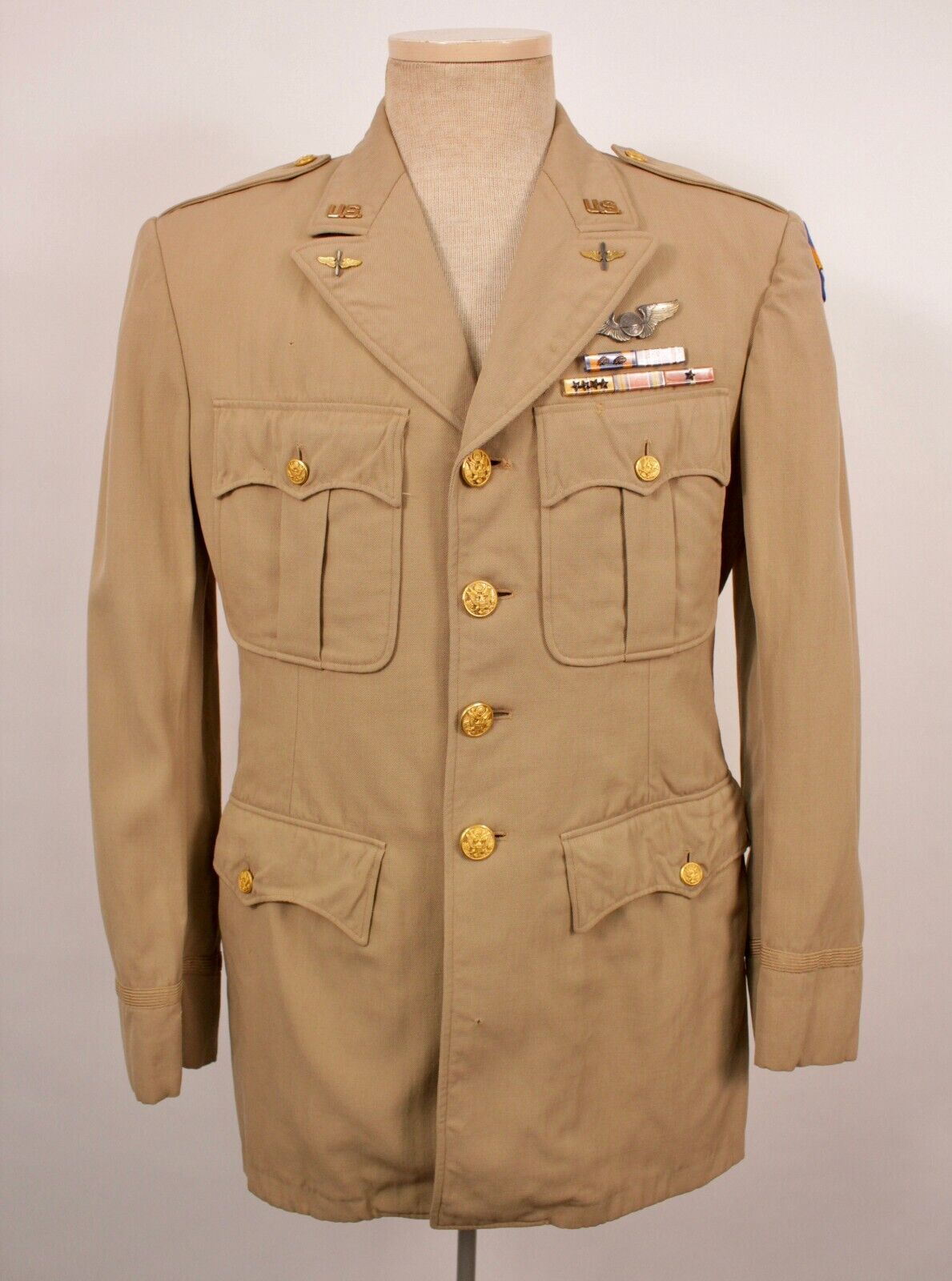 VTG WWII US Army Air Force Officer\'s Tunic Summer Jacket 40s WW2 Navigator Wings