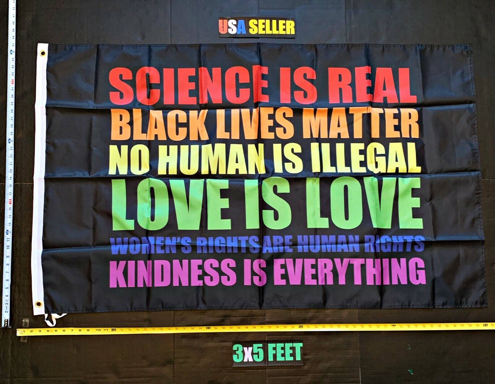 Equality Flag  Biden Harris LGBTQ Gay Science Is Real R Sign 3x5'