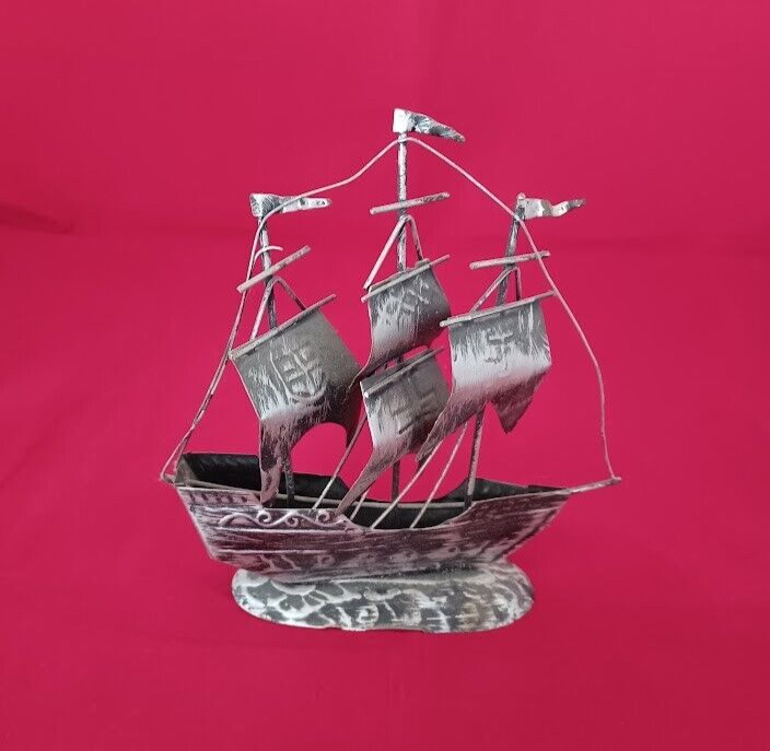 Pirate Ship - Vintage Pewter Sailboat Boat Display