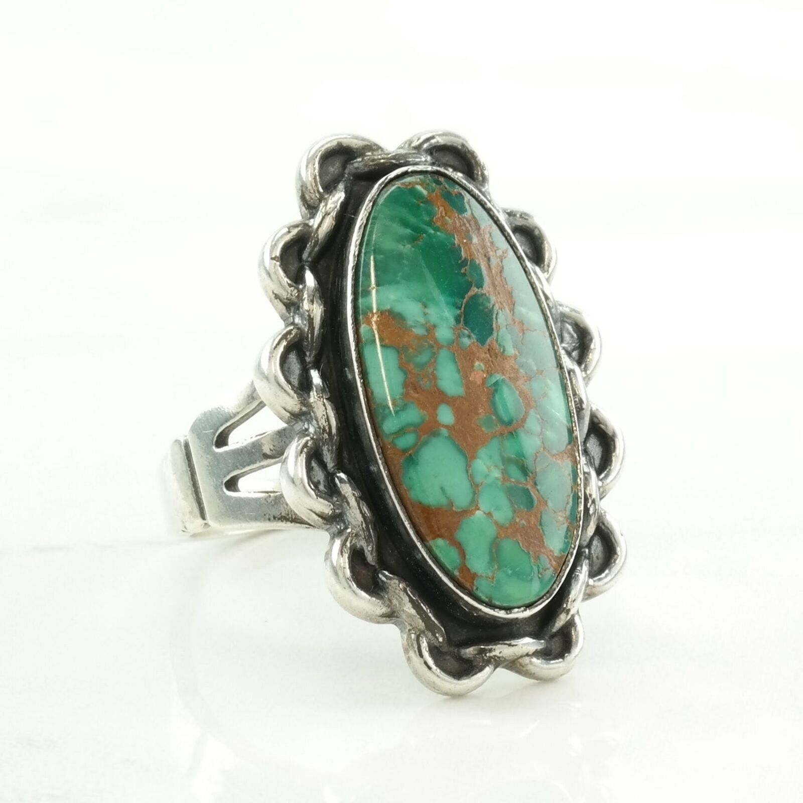 Vintage Native American Silver Ring Turquoise Oval Sterling Size 7 1/4