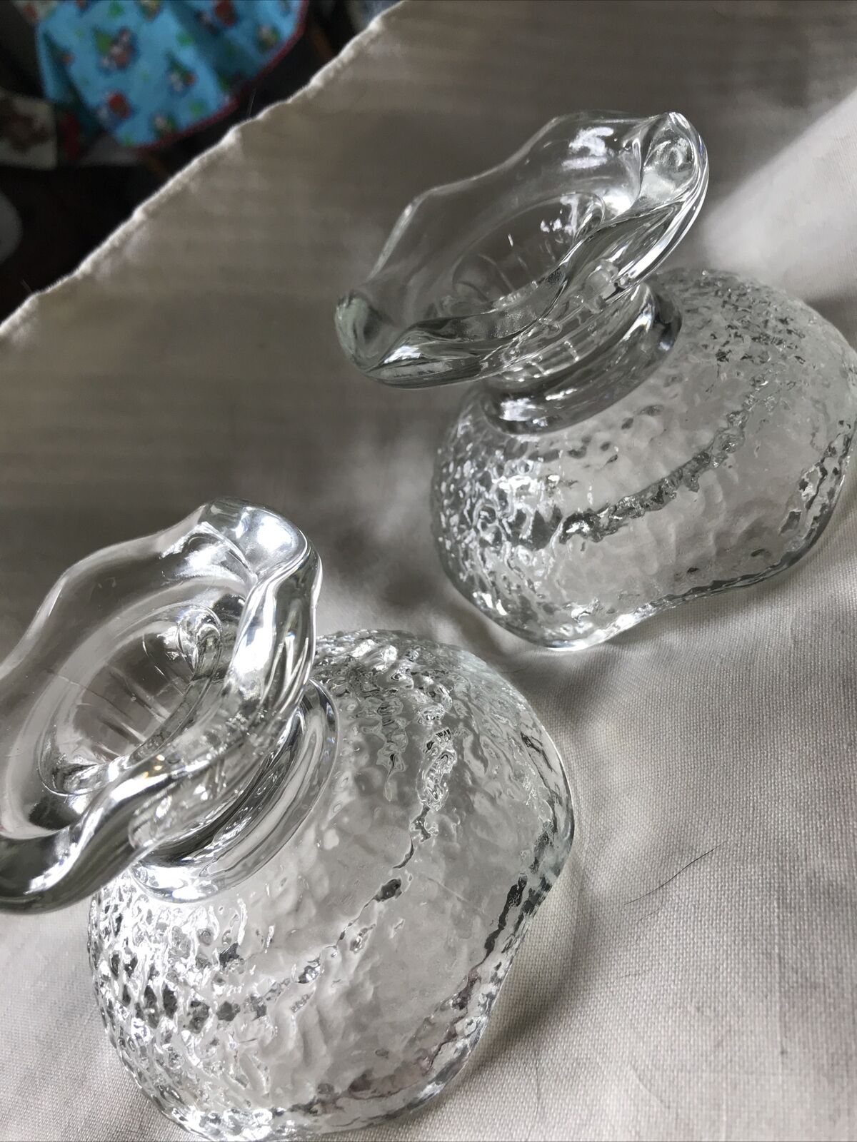 Vintage Pair Of Anchor Hocking Glass Pr CANDLE Candle Holders Heavy