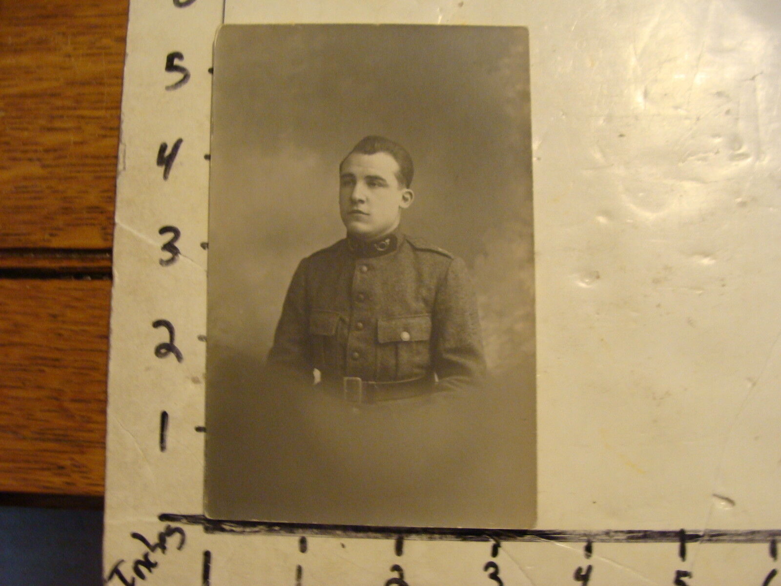 vintage real Photo postcard  military: in uniform, L. Gaude Lyon