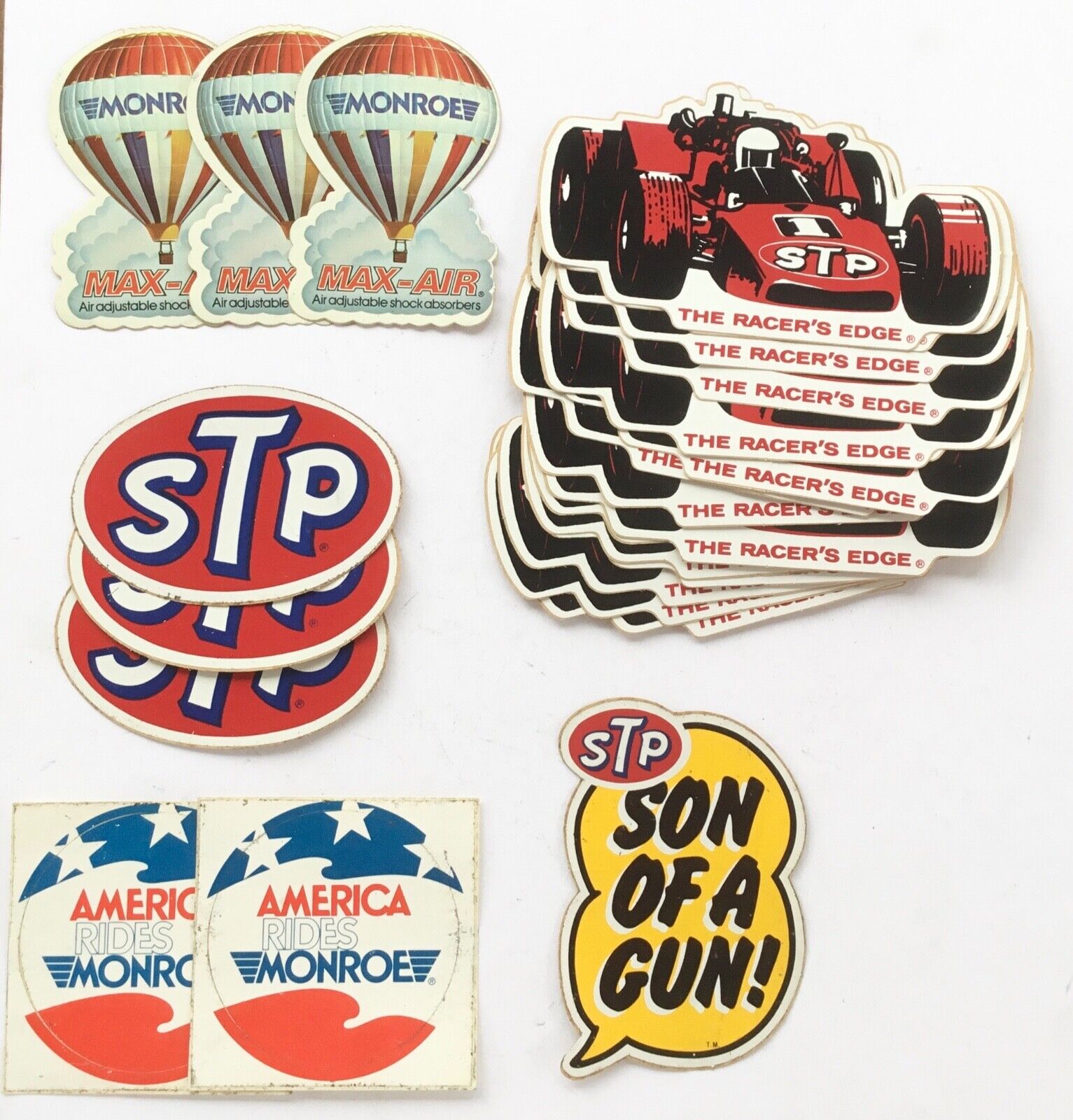 Vintage STP and Monroe Stickers Decals - 35 Stickers New Old Stock