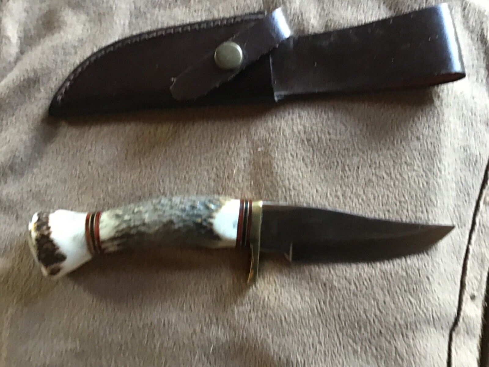 Deer antler knife and case