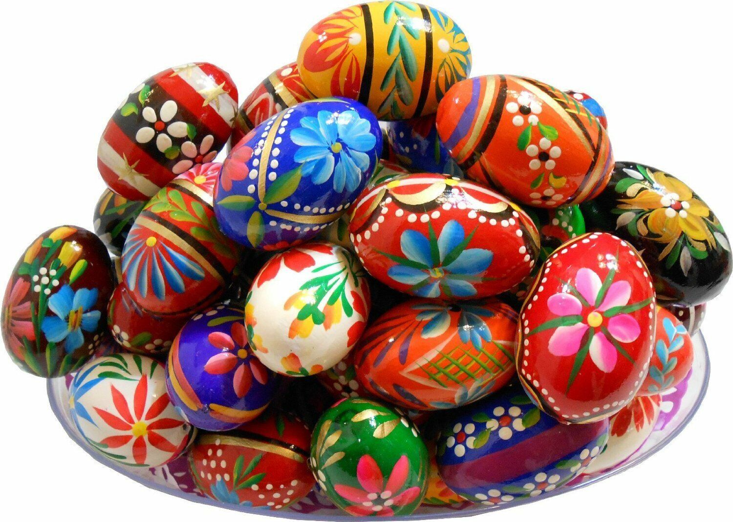 Set of 3 Polish Easter Handpainted Wooden Eggs (Pisanki) Pysanky