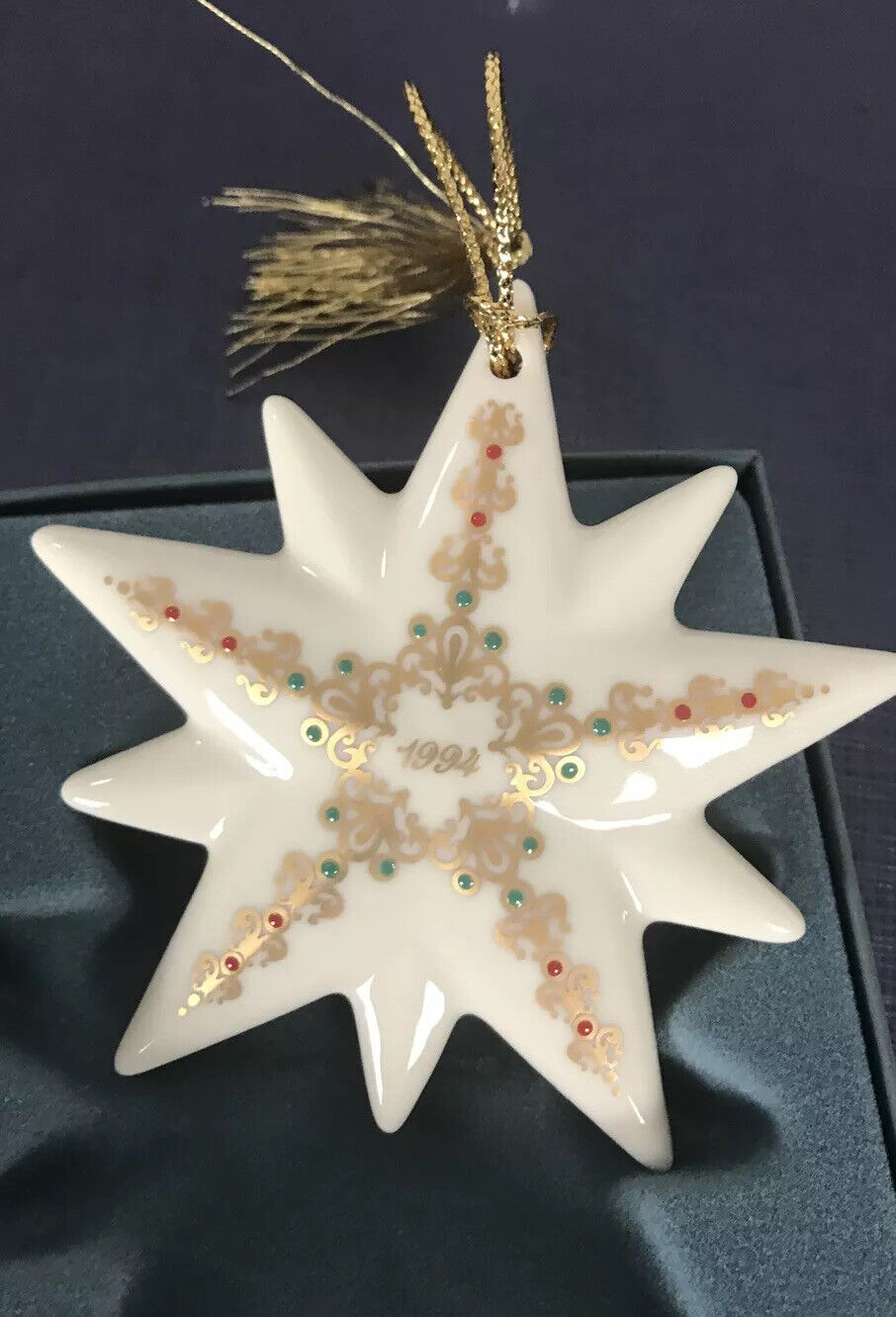 Lenox 1994 Annual White Star Christmas Ornament in Original Box 