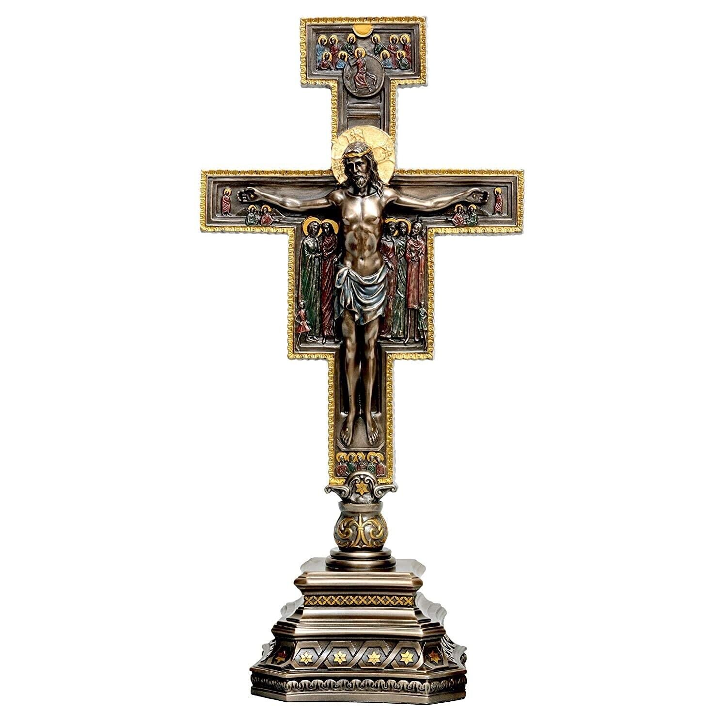 Polyresin Lord Jesus Christ on Cross Idol Multicolor Statues Height 14 Inch