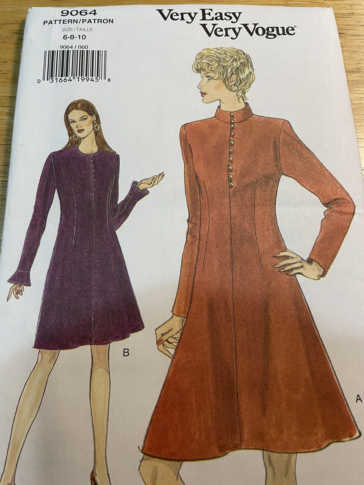 Very Easy Very Vogue 9064 Uncut Sewing Pattern Sizes 6-8-10 Misses Dress
