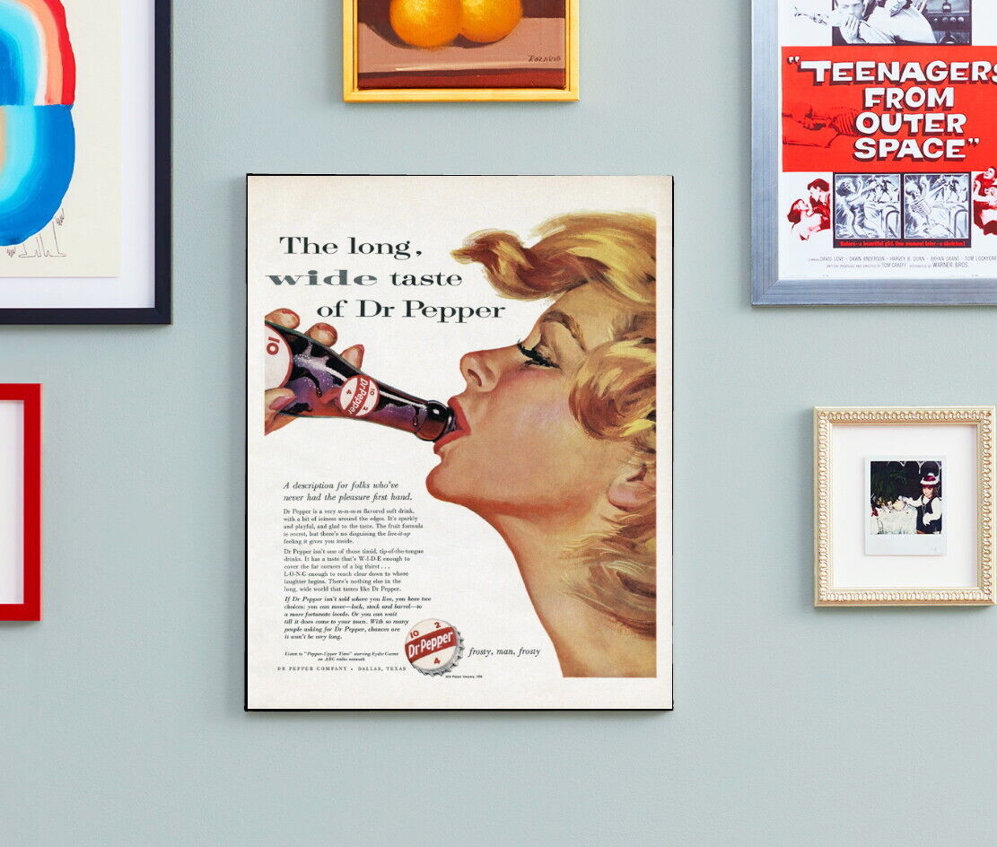 Framed Dr Pepper sexy 1959 Vintage Restored Magazine Ad