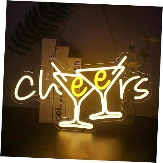  Neon Sign - Cocktails Bar Led Sign 10 Dimmable Neon Signs for Wall Cheers
