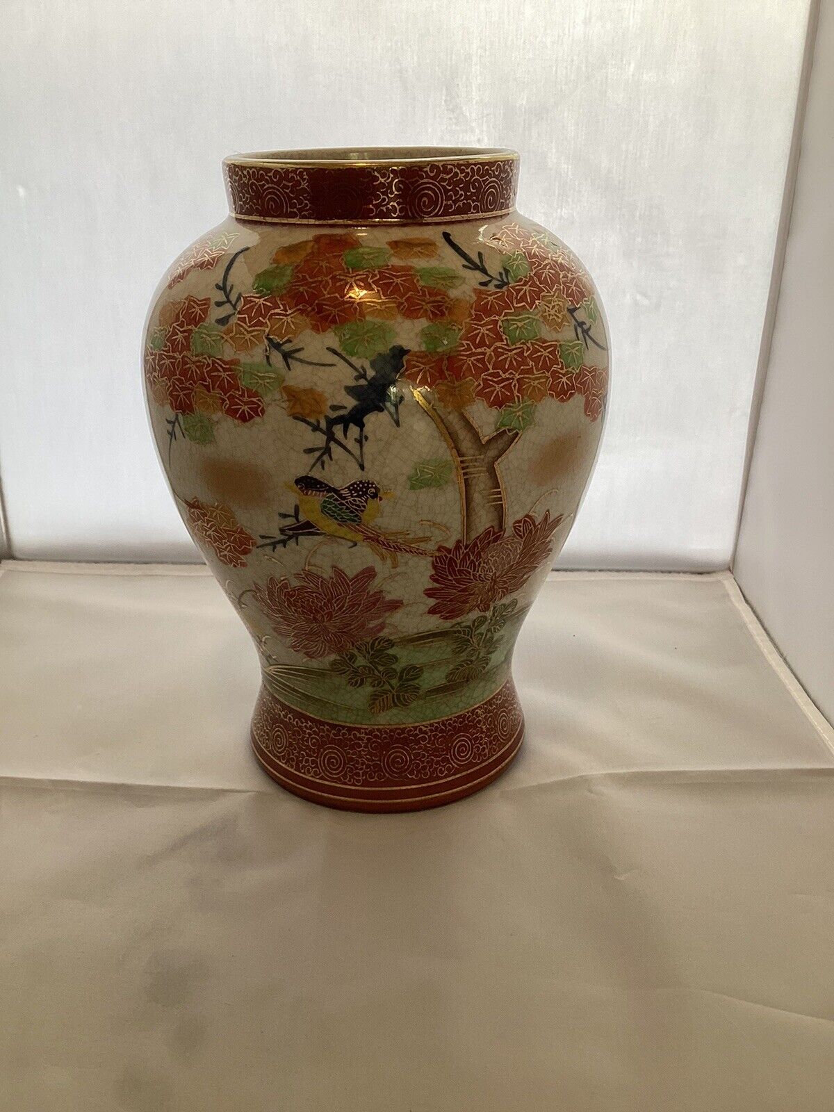 Large Kutani Original Japanese  Vase 9”