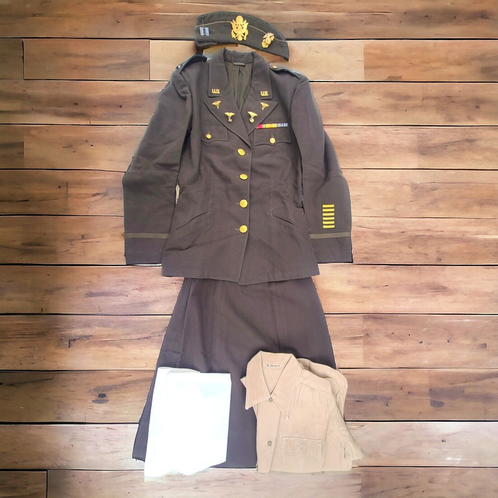 WWII Military Army Nurse Corps Winter Uniform RARE Original NAMED Vintage 