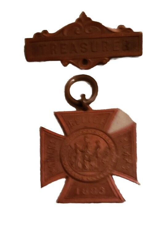 Antique 1883 Copper ~ Womens Relief Corps  Treasurer Medal/Pin