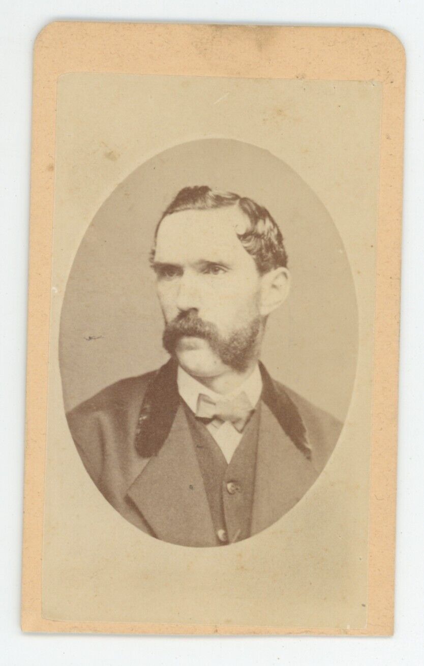 Antique CDV Circa 1870s Rugged Man in Suit With Mutton Chop Beard Syracuse, NY