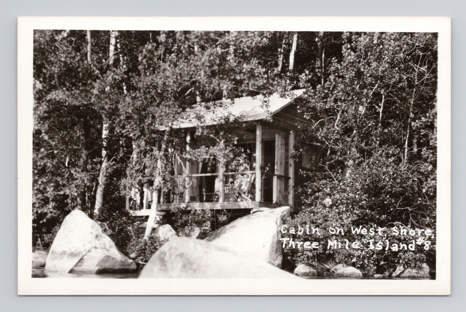 Postcard RPPC Cabin West Shor Three Mile Island Lake Winnipesaukee New Hampshire