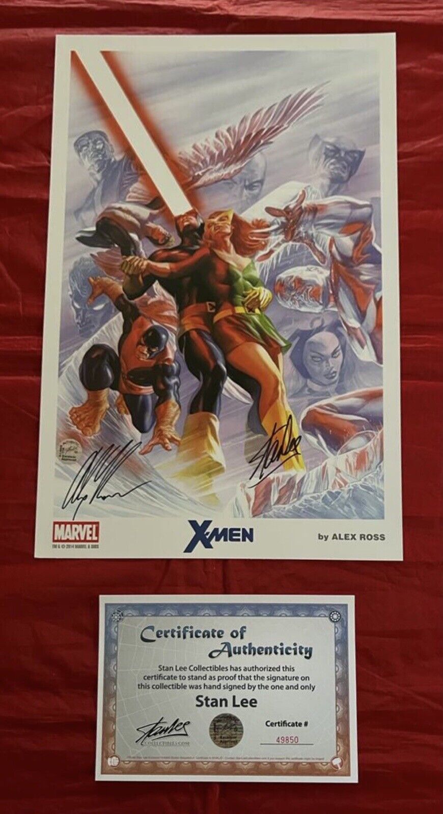 X-Men Alex Ross Print Signed by Stan Lee with COA & Alex Ross Only 200 Marvel