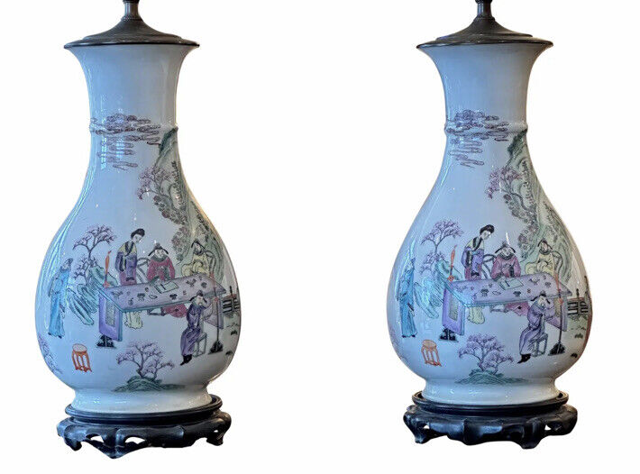 Pair of Early 20th Century Chinese Porcelain Lamps