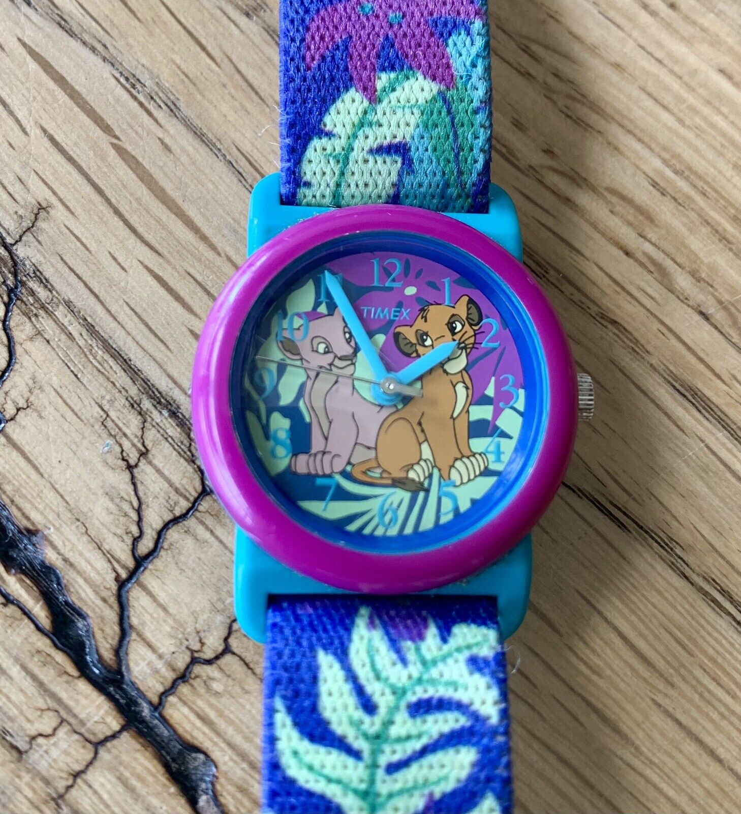 Vintage 1990s Disney TIMEX Teal/Purple Original Lion King Watch