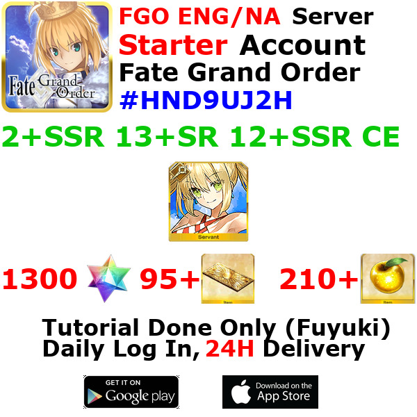 [ENG/NA][INST] FGO / Fate Grand Order Starter Account 2+SSR 90+Tix 1340+SQ