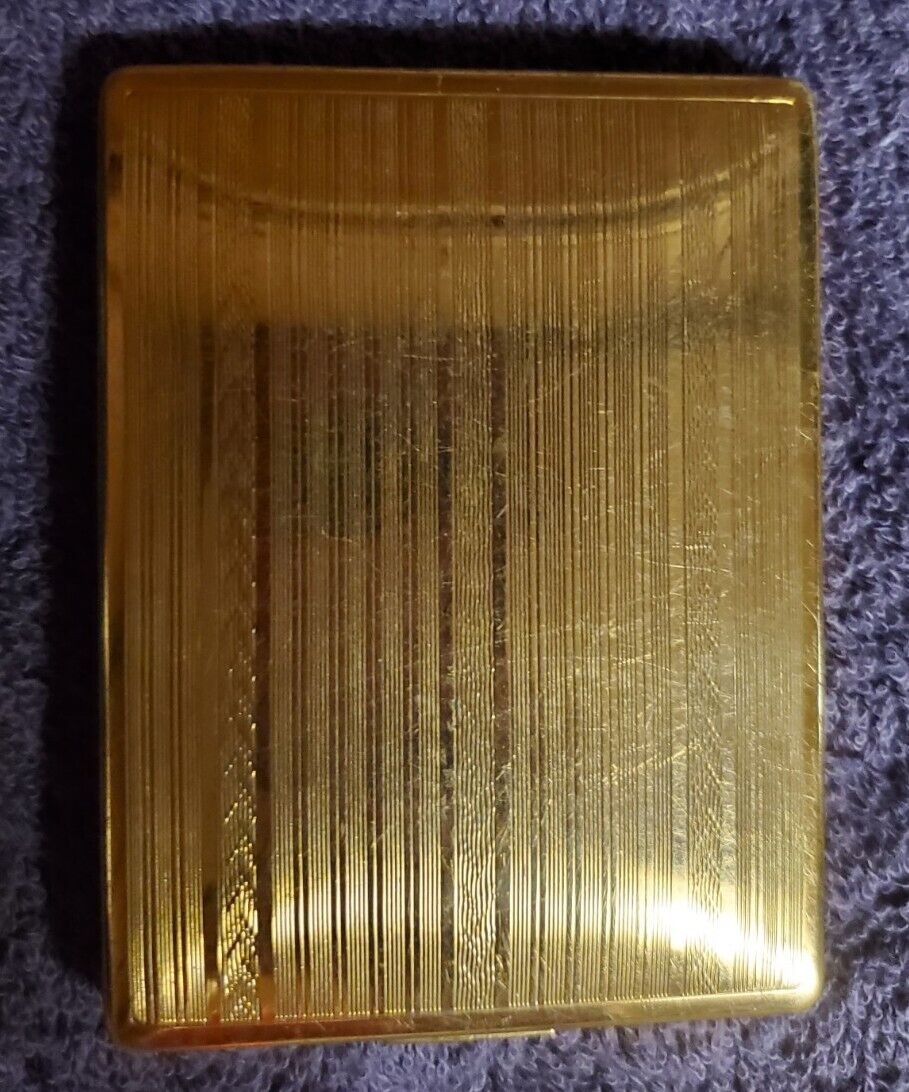  Vintage Elgin American Gold Striped Cigarette Case Holder USA Great Condition 