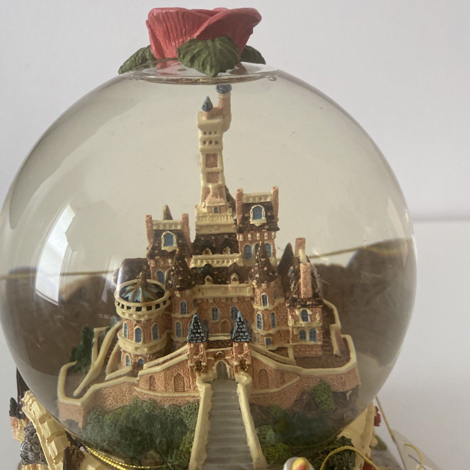Vintage Disney Beauty & the Beast Castle Musical Theme Song Snow Globe 1991 EUC