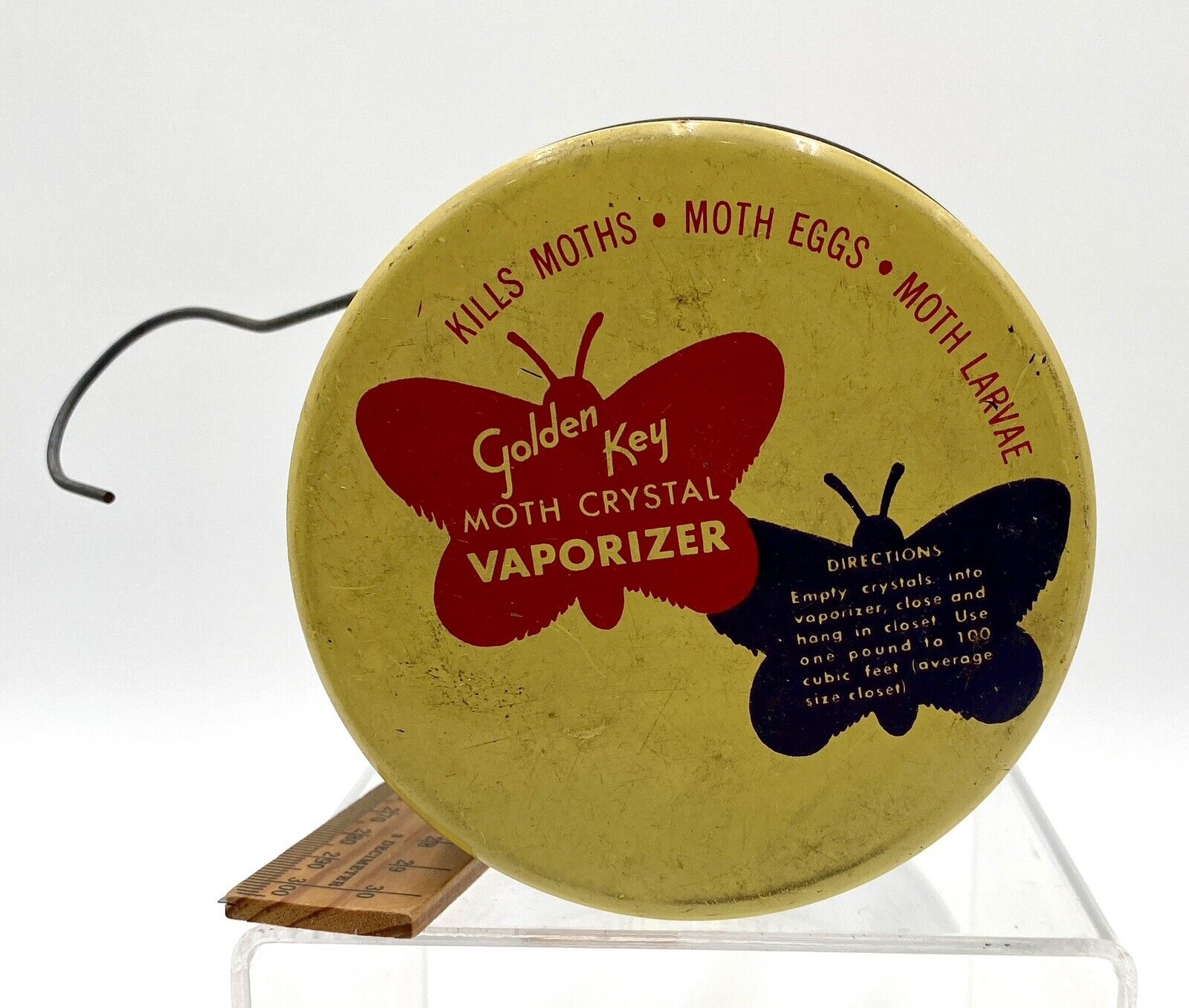 Vintage Great American Tea Co Golden Key Moth Crystal Vaporizer with Hanger