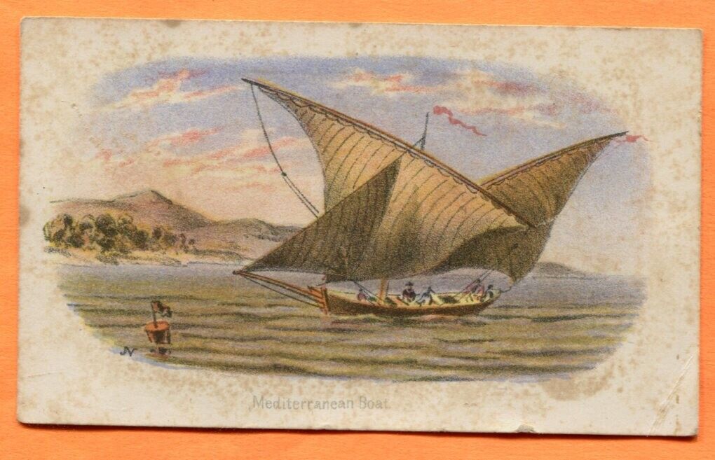 CDV Album Filler Mediterranean Boat Lithograph circa 1860s