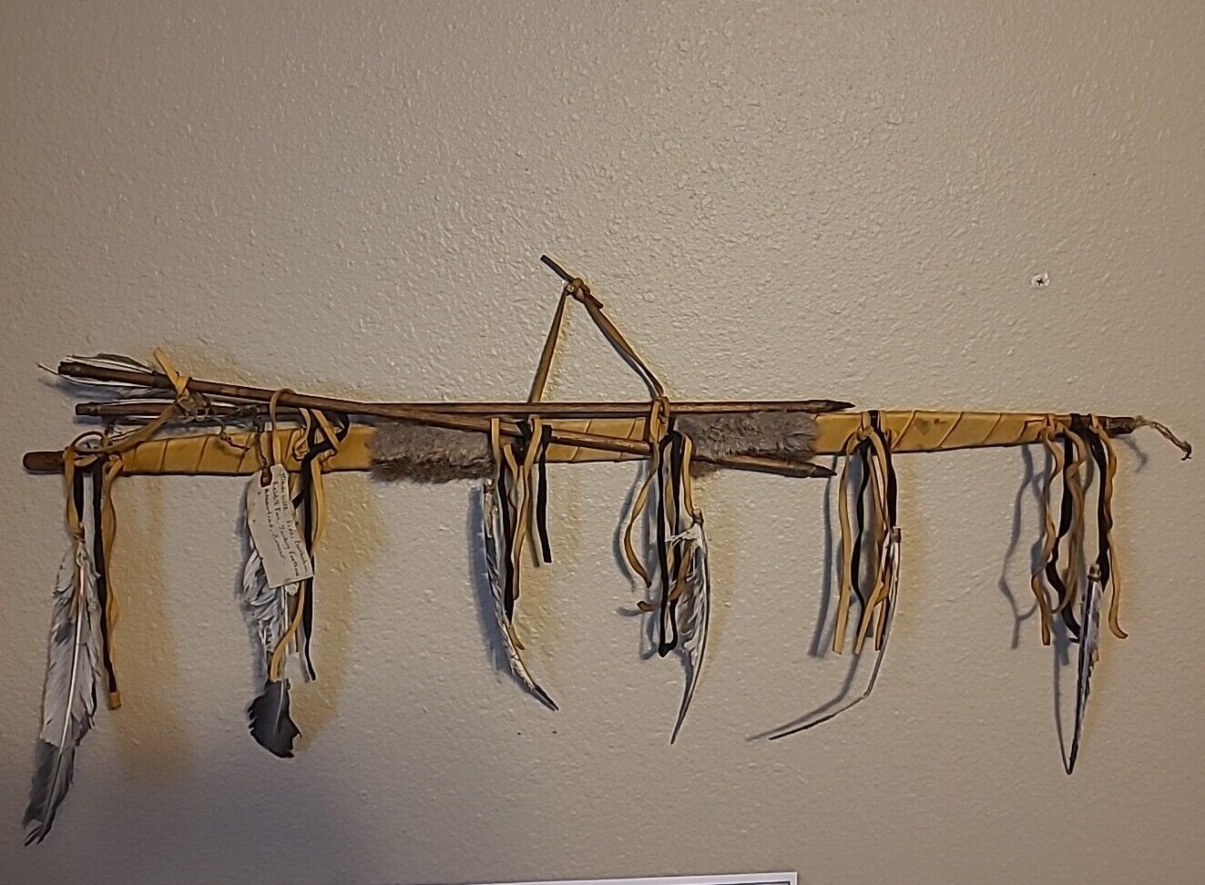Vintage Native American Bow & Arrow Wall Hanging Handcrafted By Red Feather 36\