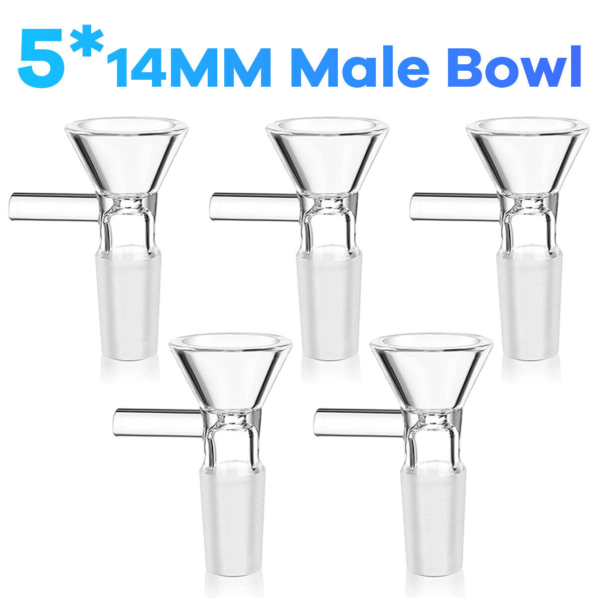 5x 14MM Male Glass Bowl For Water Pipe Hookah Bong Replacement Head - US Premium
