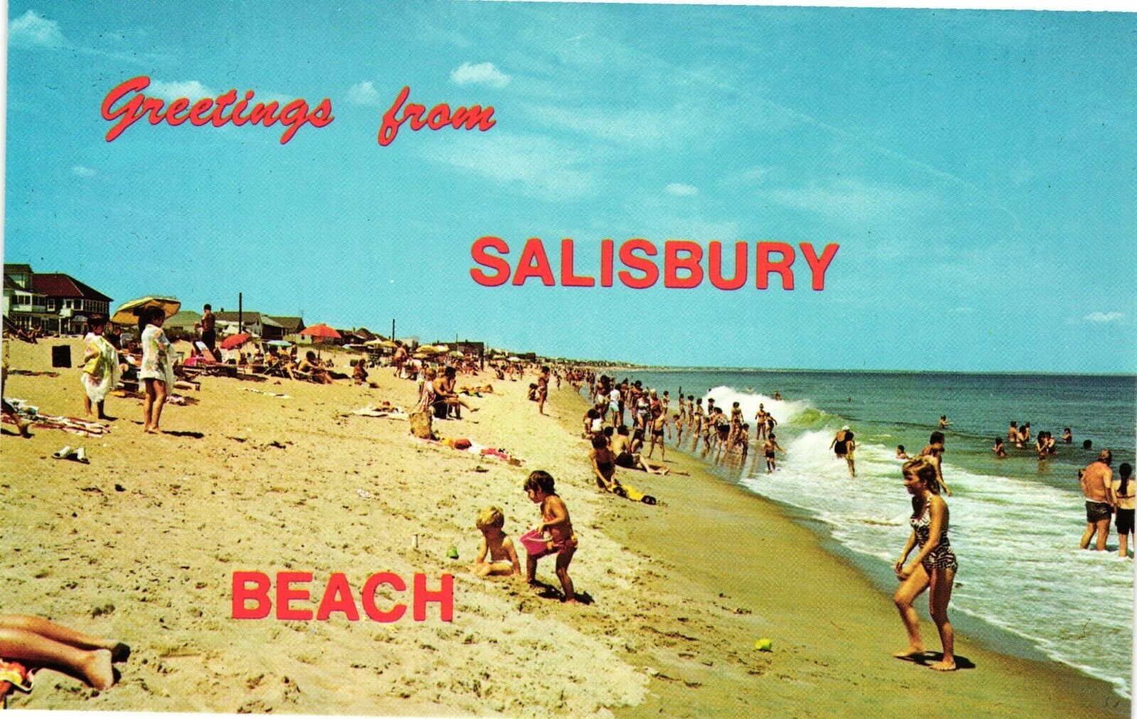 Bathers And Swimmers Salisbury Beach Massachusetts MA C1950 Vintage Postcard