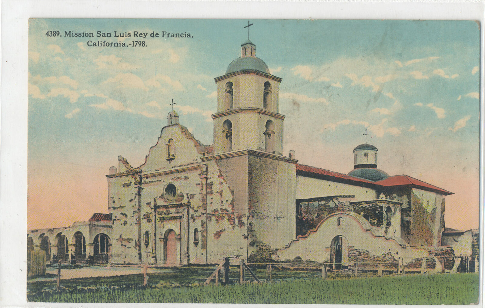 CA - MISSION SAN LUIS REY DE FRANCIA 1922 RPO CANCEL postcard #4389