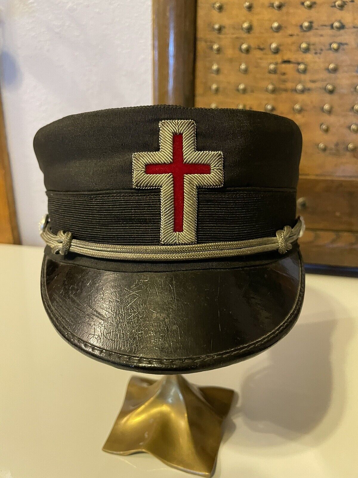 Antique Masonic Knights Templer Kepi Hat W/ Additional Cover  7 1/8 M C Lilley