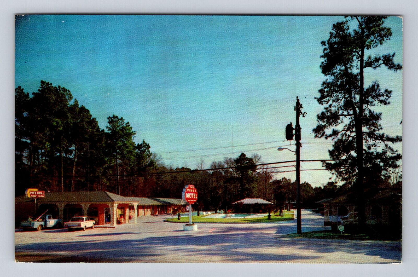 Orange TX-Texas, The Pines Motel Advertising, Vintage Souvenir Postcard