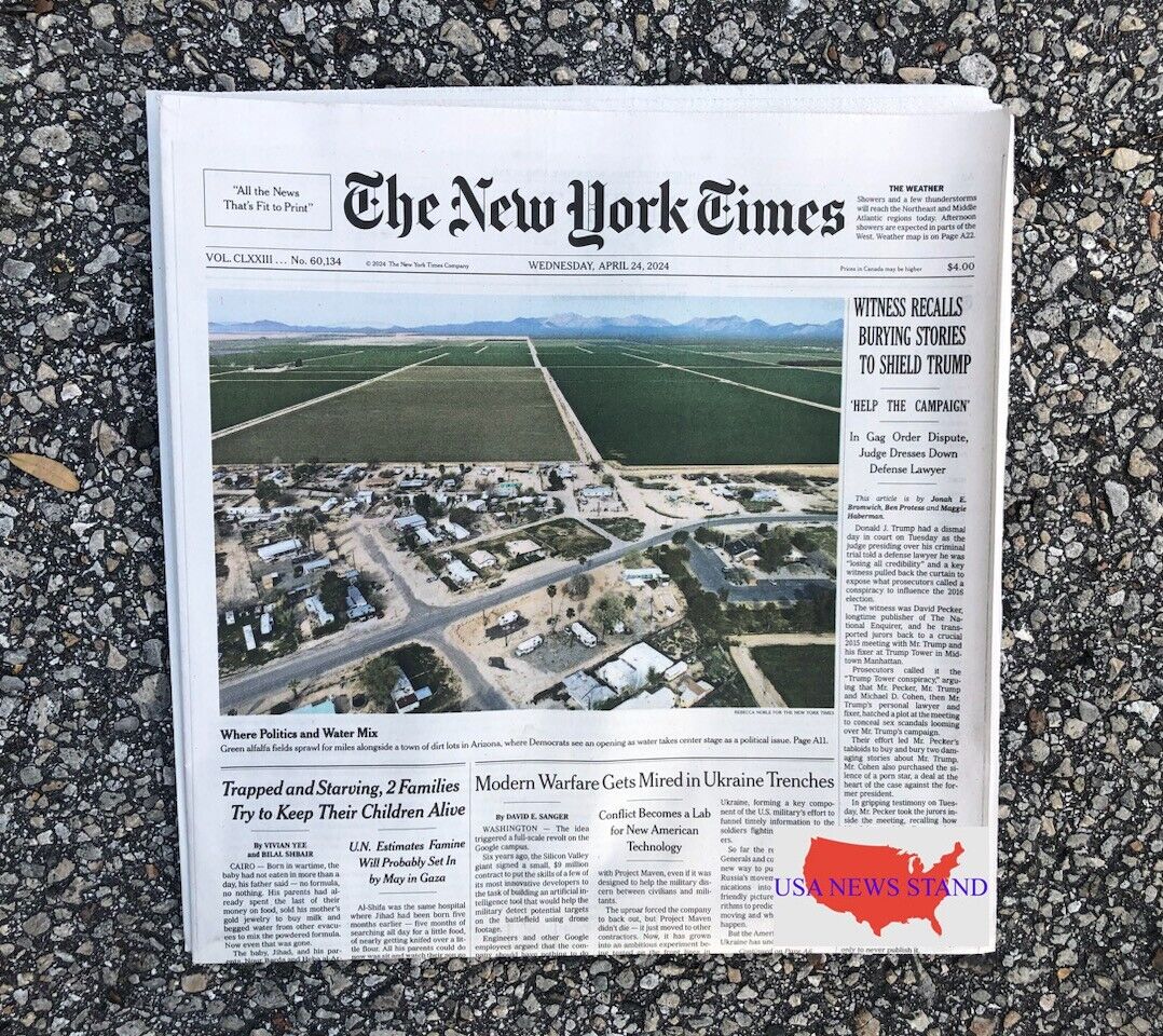 NEW YORK TIMES - WEDNESDAY APRIL 24, 2024 (CHILD STARVATION FAMINE IN GAZA - UN)