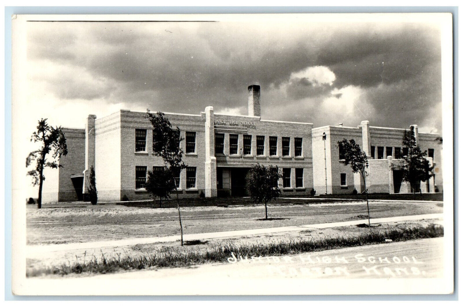 c1940's Junior High School Building Norton Kansas KS Antique RPPC Photo Postcard