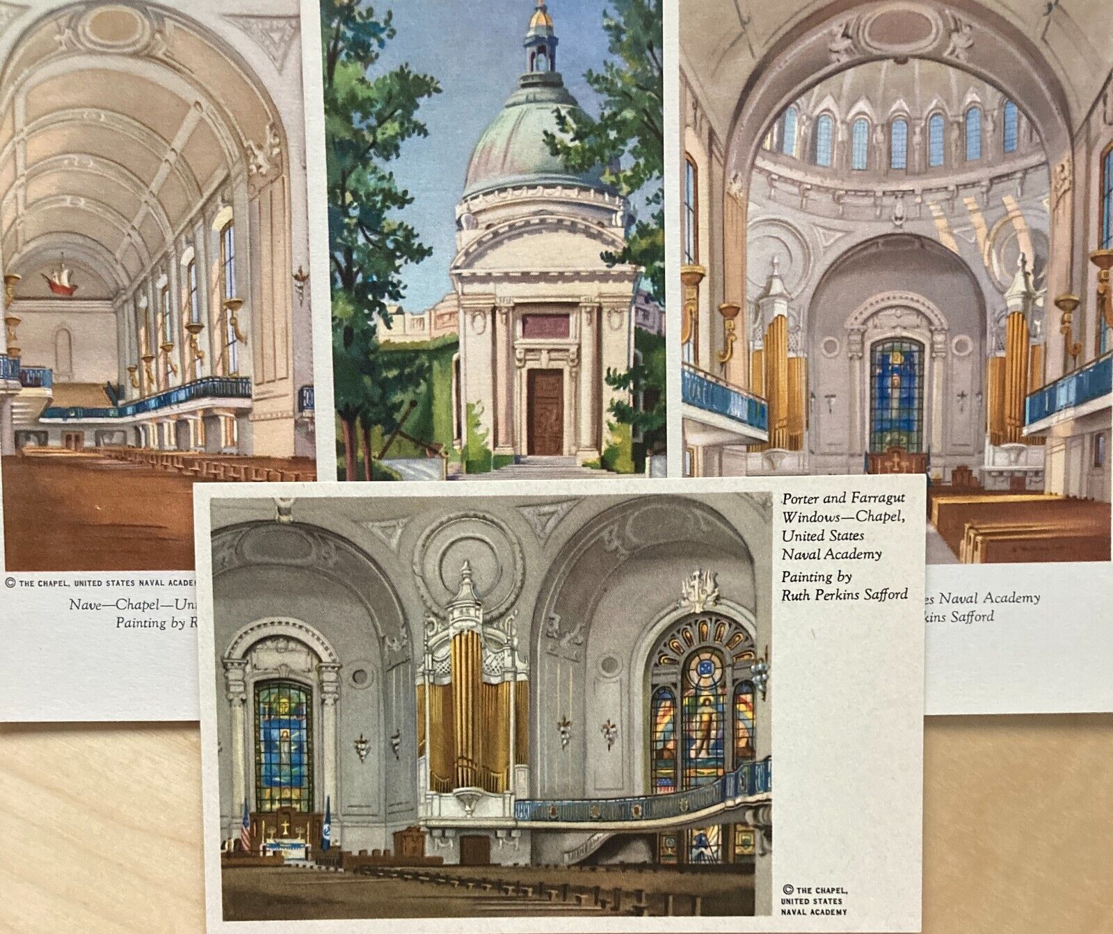 Lot of 4 Vintage Postcards US Naval Academy Chapel Painting Ruth Perkins Safford