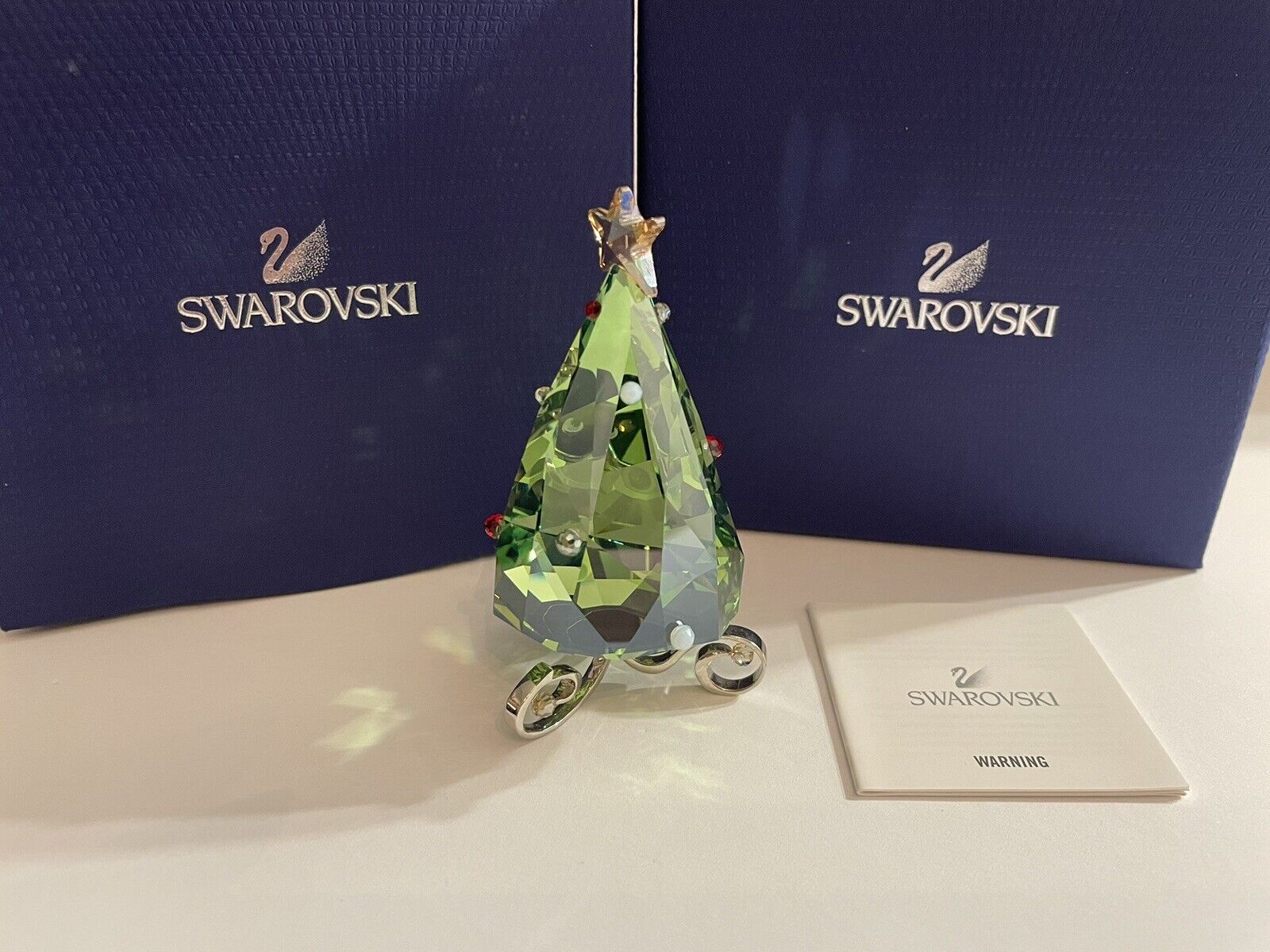 Swarovski Crystal Winter Tree Green Christmas Piece Figurine 1090188