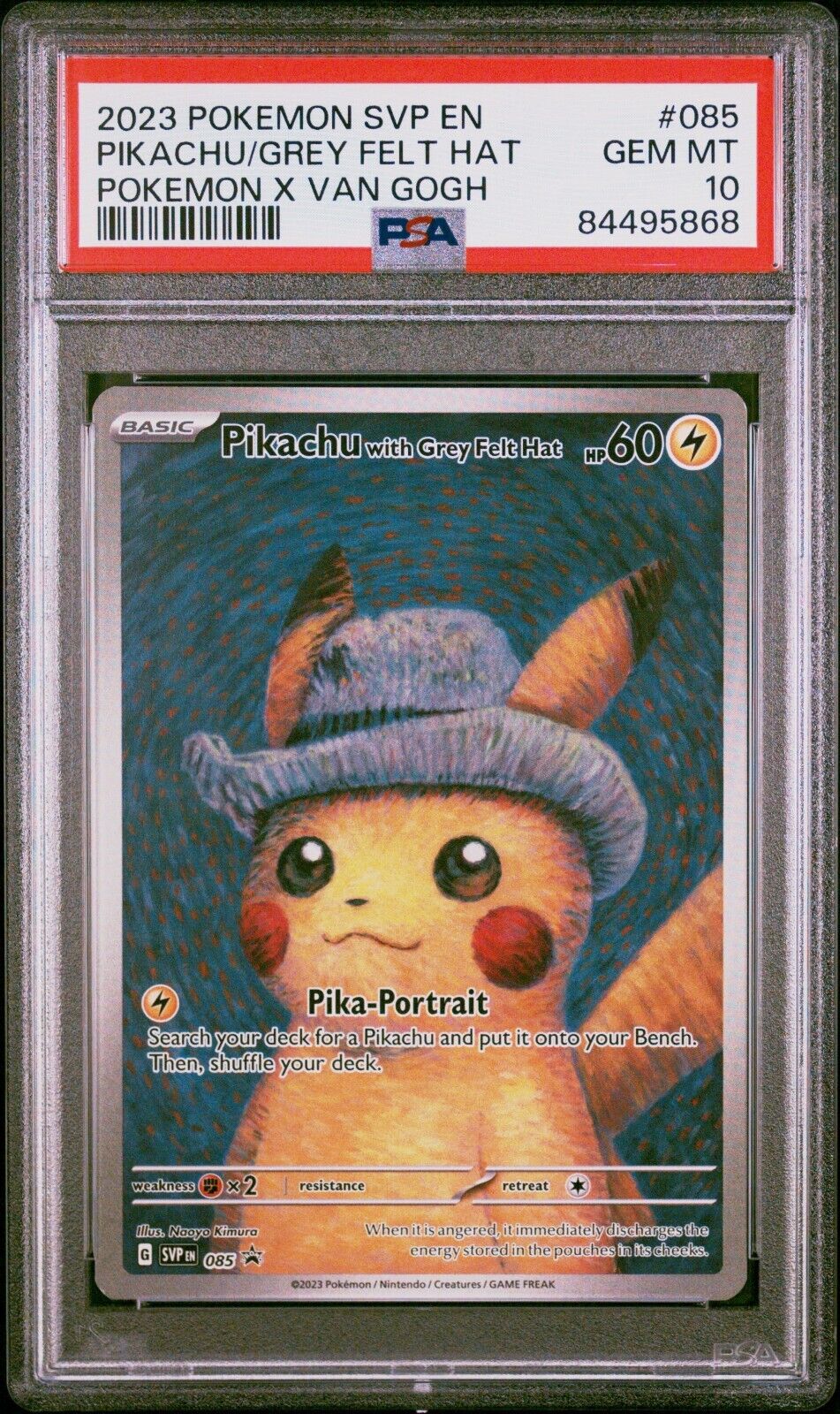 PSA 10 Van Gogh Pikachu with Grey Felt Hat 085 Black Star Promo Pokémon TCG