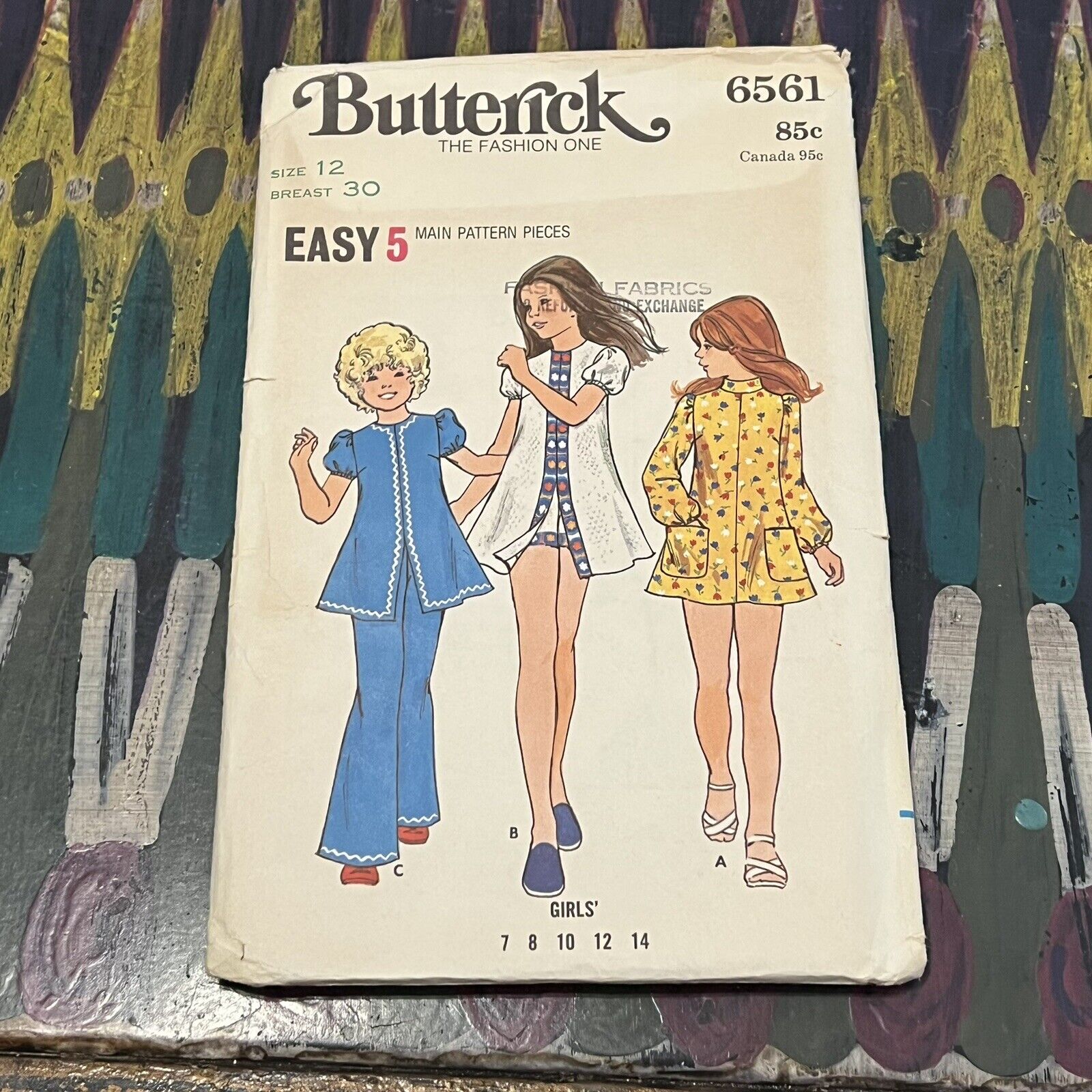 Vintage 1970s Butterick 6561 Girl’s Dress Pants + Shorts Sewing Pattern 12 UNCUT