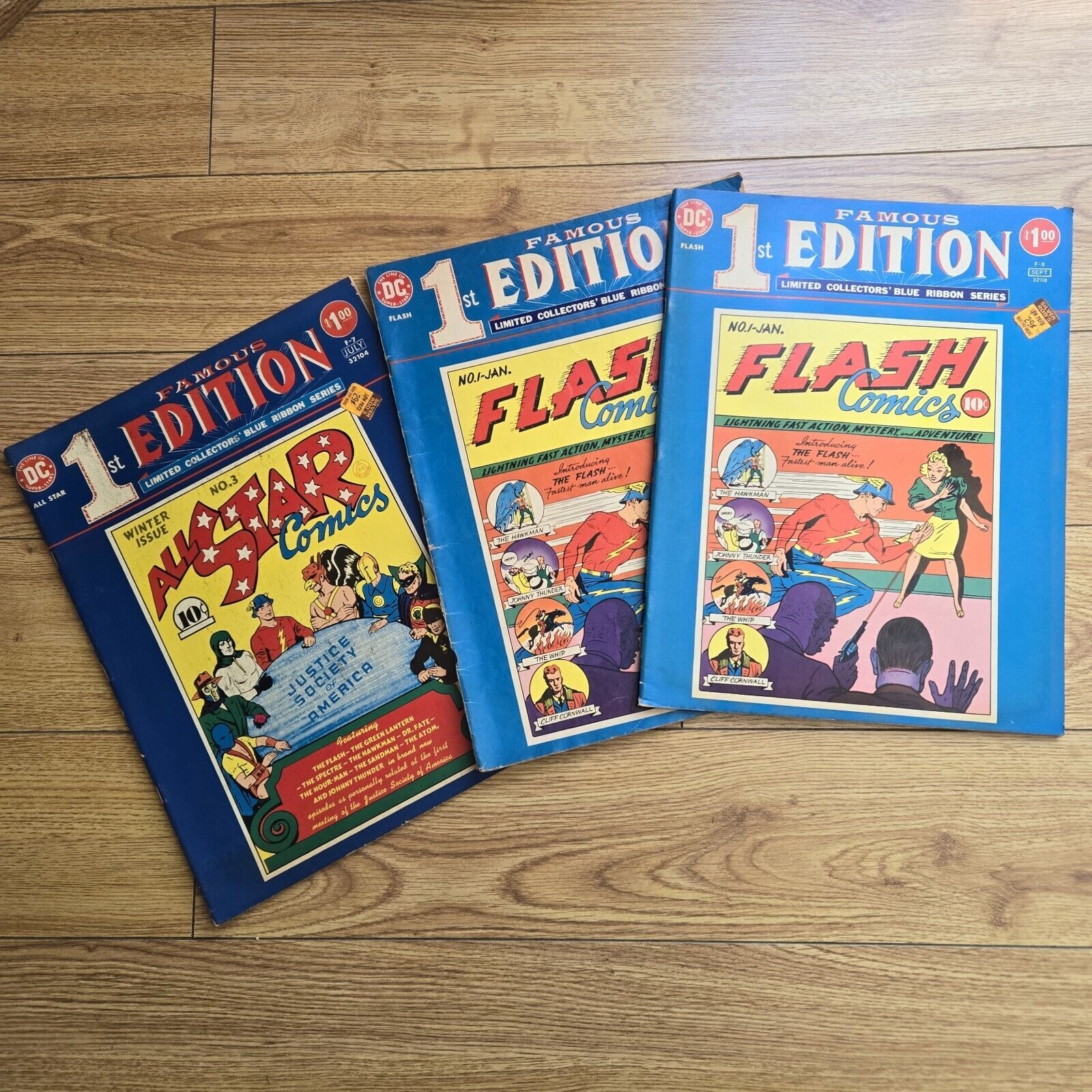 VTG DC Comics: Famous 1st Edition Blue Ribbon: ALL STAR COMICS #3 + 2x FLASH #1