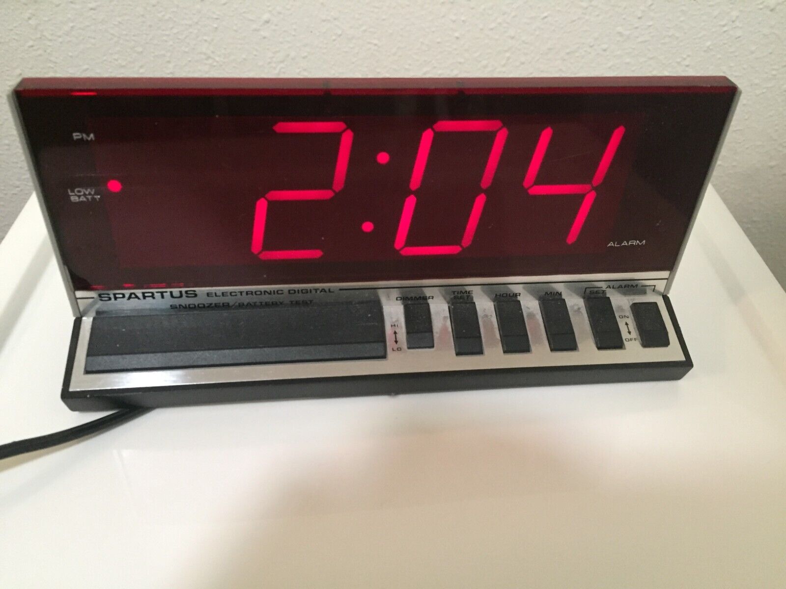 Vintage Spartus Electronic Digital Alarm Clock No. 1150 Large Display Hong Kong