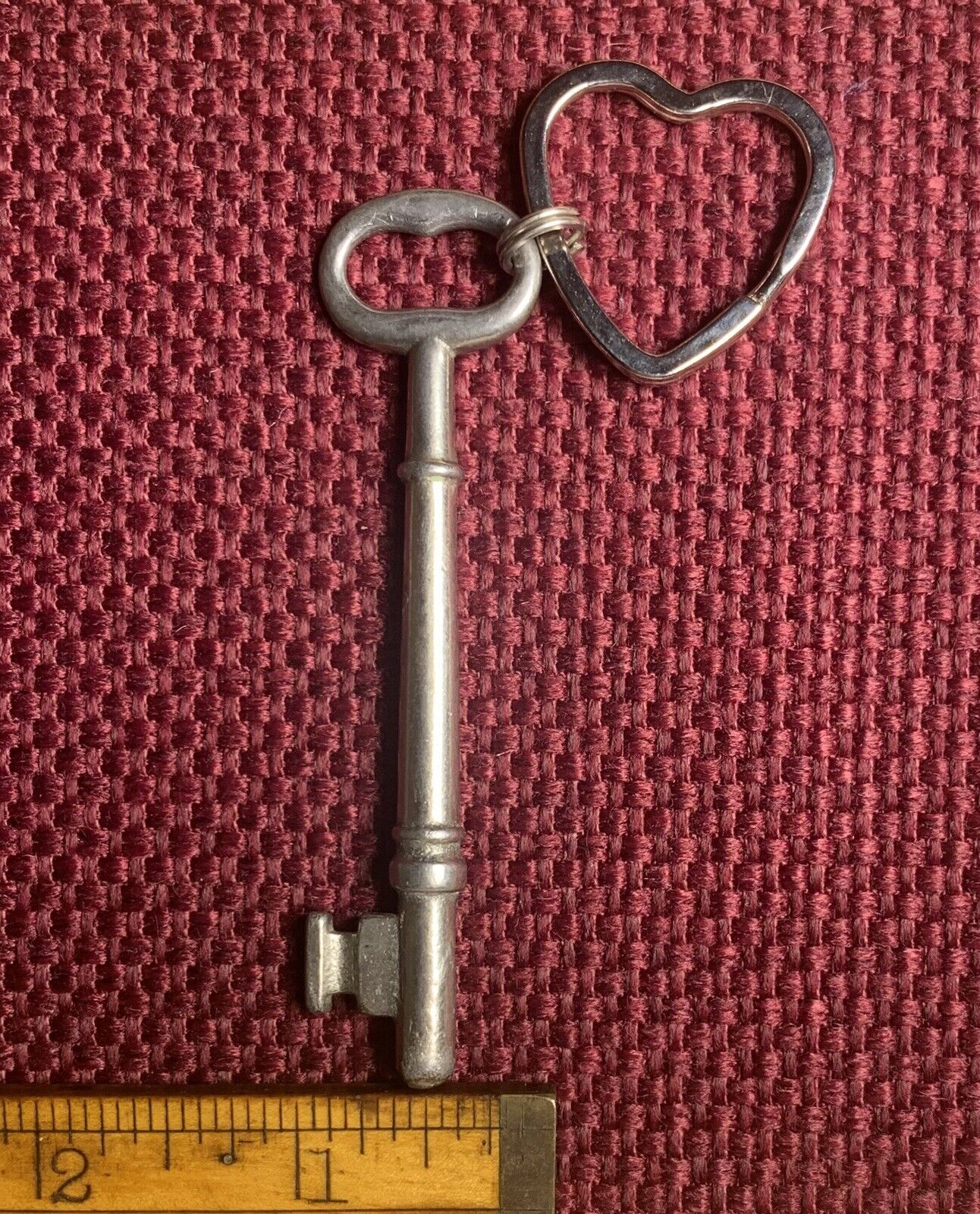 vintage antique skeleton key with heartbow key ring