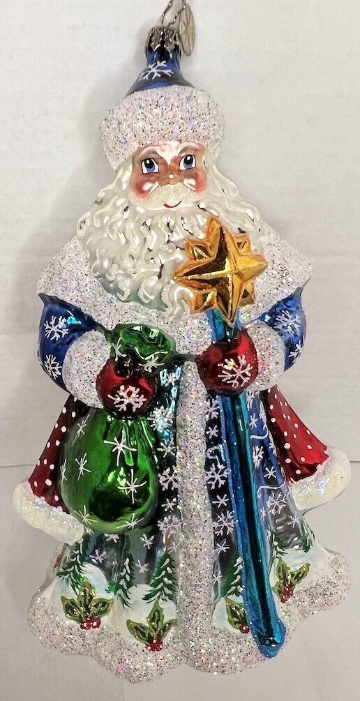 Christopher Radko Big Santa Claus Ornament Glittered in Tree Lights  
