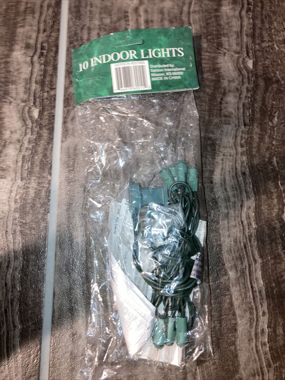 10 Indoor Christmas Lights, Green Cord, 5 Feet Total Length, Steady Or Flash