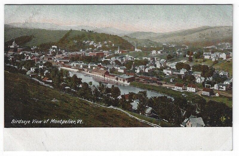(2) Diff. Vintage Postcard Birds-eye Views of Montpelier, Vermont