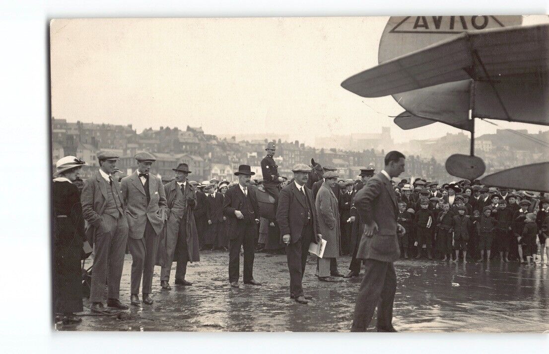 DAILY MAIL NEWS TOUR~Proto AVRO 504 Floatplane 1914~RPPC Postcard Scarborough-N6