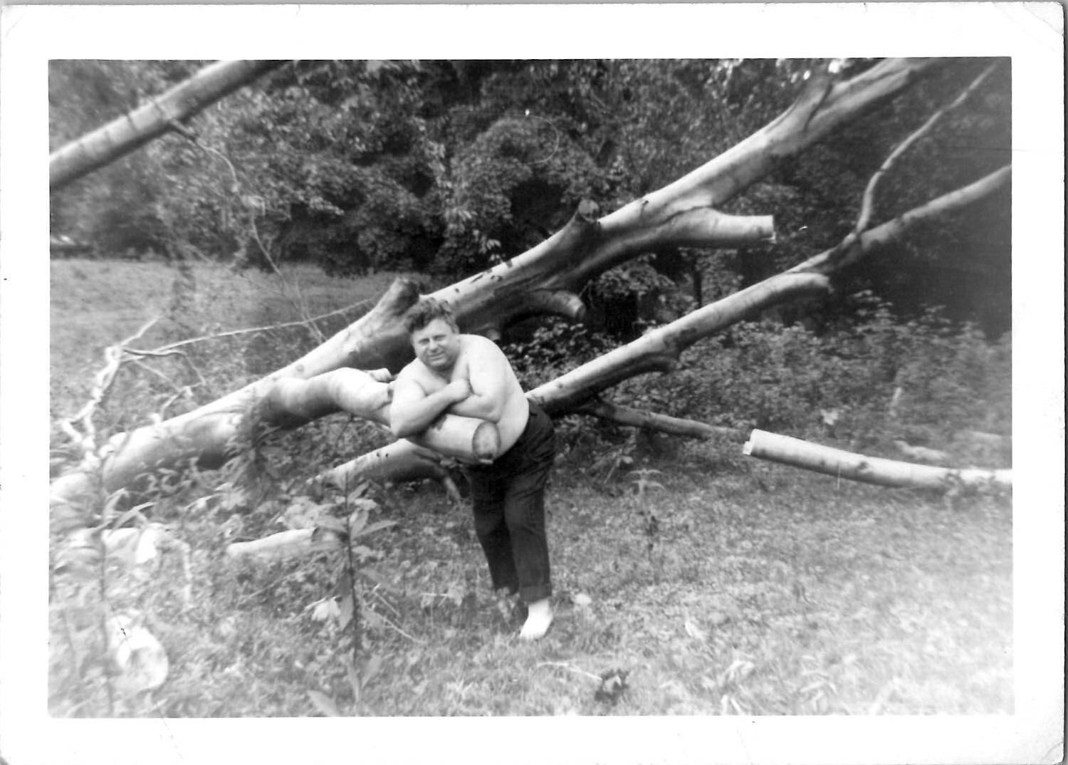 Beefcake Fat Shirtless Strong Man Knocked Tree Down 1940s Vintage Photo Gay Int