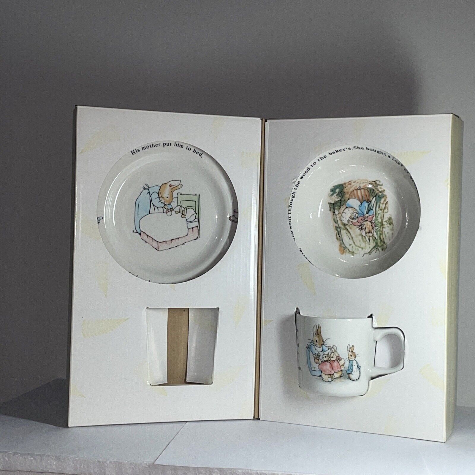 Frederick Warne Wedgwood PETER RABBIT Beatrix Potter 3 Pieces Bowl Plate Mug