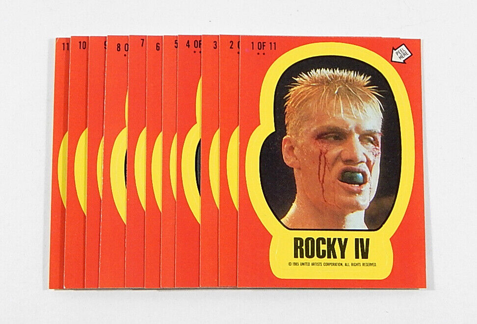 1985 Topps Rocky IV 4 Complete Sticker Set (11) Carl Weathers