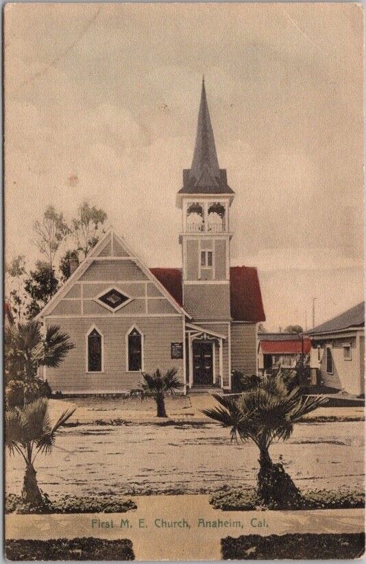 1910s ANAHEIM, California HAND-COLORED Postcard \